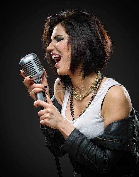 Female Rock Singer Handing Microphone Stock Photo Image 37346180