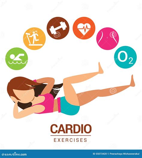 Cardio Icon With Women Exercises Stock Vector Illustration Of Women