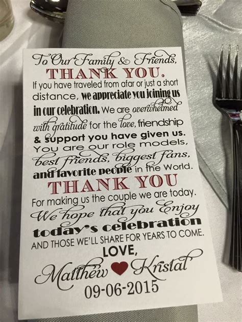 Dinner parties are made gracious with the hard work and perseverance of the host. Cute thank you note in napkin at dinner | Thank you notes ...