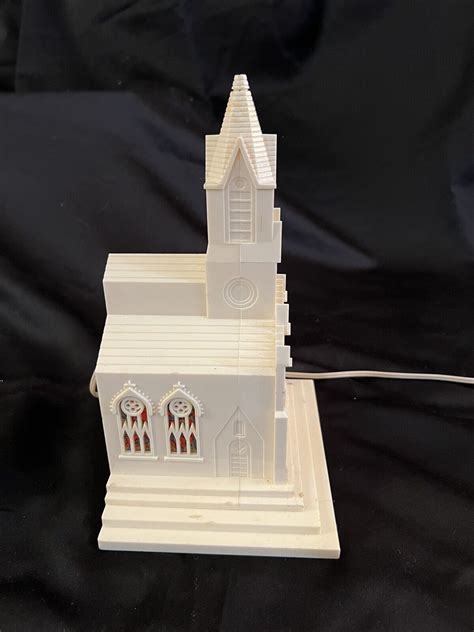 Vintage Raylite Electric Corp Church Cathedral Lights Up No Music Box