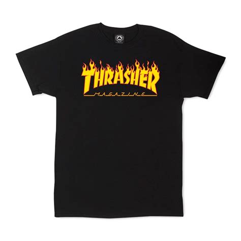 Thrasher Flame Logo Black T Shirt