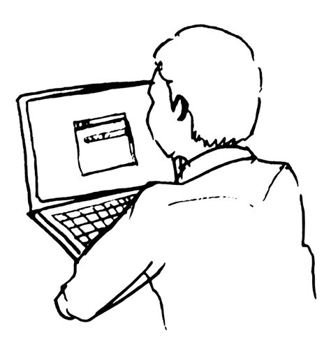 Free Clipart Line Drawing Of Man At Computer Bumbleball