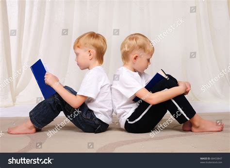 Two Red Twin Brother Have Fun Stock Photo 68433847