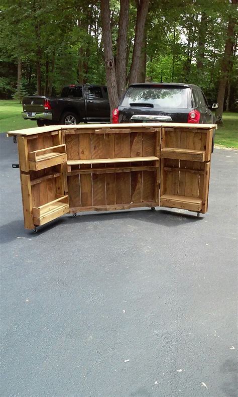 A Car Is Parked In The Parking Lot Next To A Large Wooden Cabinet With