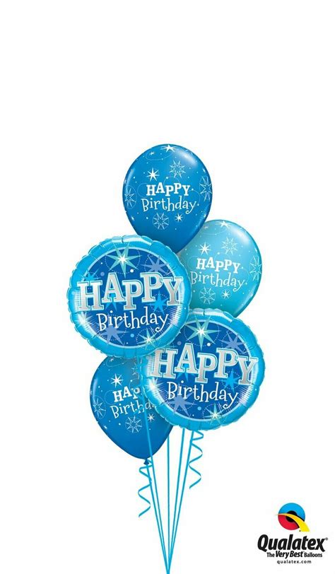 Blue Sparkle Happy Birthday 5 Balloon Bouquet