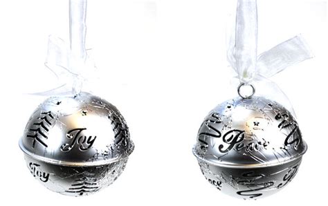 silver joy peace jingle bell ornament item 312025 the christmas mouse bell ornaments
