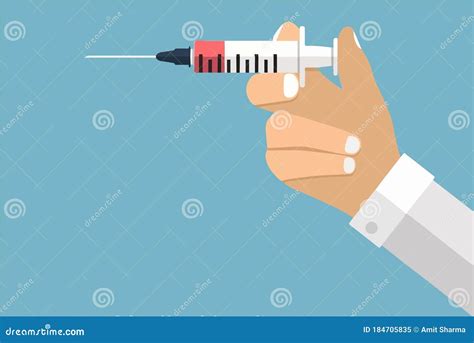 Doctor S Hand Holding Injection Colorful Illustration Stock