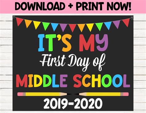 First Day Of Middle School Sign 1st Day Of School Sign Etsy