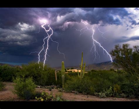 Lightning Strikes The Tanque Verde Valley In Arizona Usa Storm