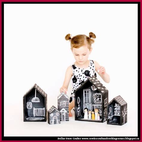 Dollar Store Crafter Make These Cute Chalkboard Dollhouses