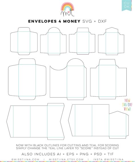Envelopes 4 Money Bill Coin Holders Svg Dxf Digital Die Etsy