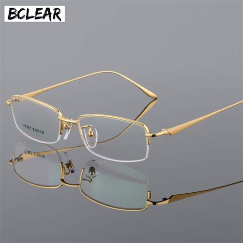 Bclear Best Quality 100 Pure Titanium Half Rim Eyeglasses Prescription Frame Black Gray Gold