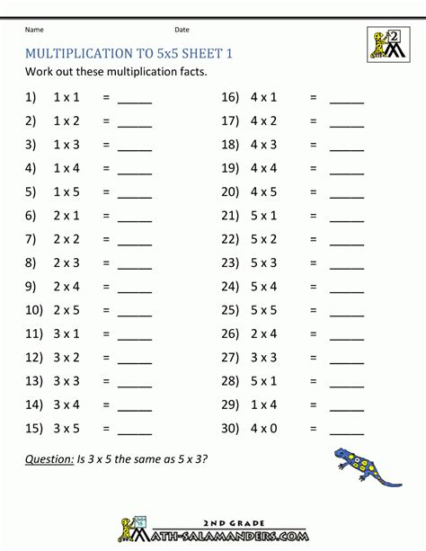 2nd Grade Multiplication Worksheets Printable Free Printable