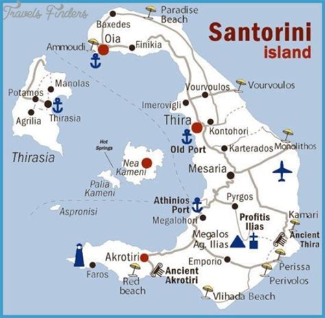 Santorini Map Main Cities Travelsfinderscom