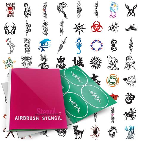 Pointzero Temporary Tattoo Airbrush Stencils 100 Designs Book 2