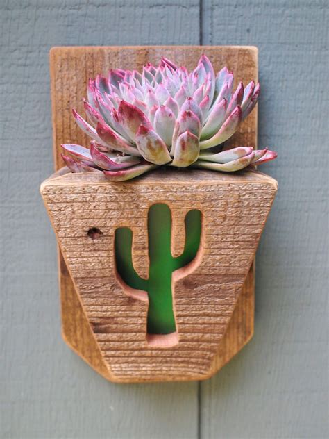 Cactus Wall Planter Outdoor Wood Planter With Cactus Cutout Etsy In
