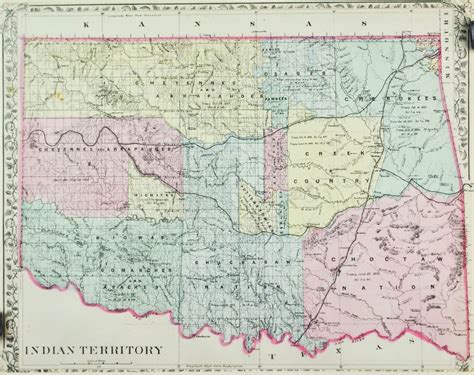 Indian Territory Colorado Antique Mitchell Map 1881