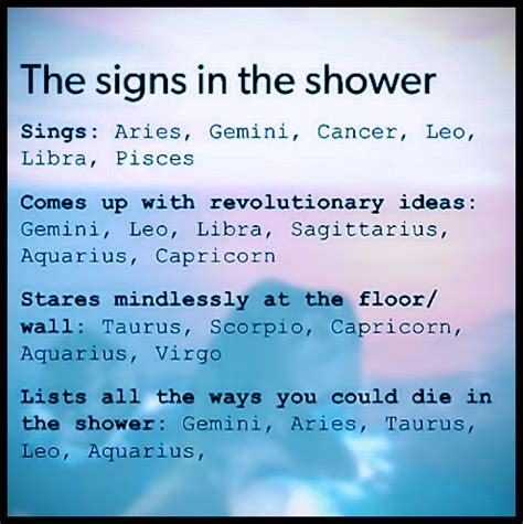 Funny, interesting zodiac & weird sign facts. The Zodiac Signs In The Shower. #astrology #funny # ...