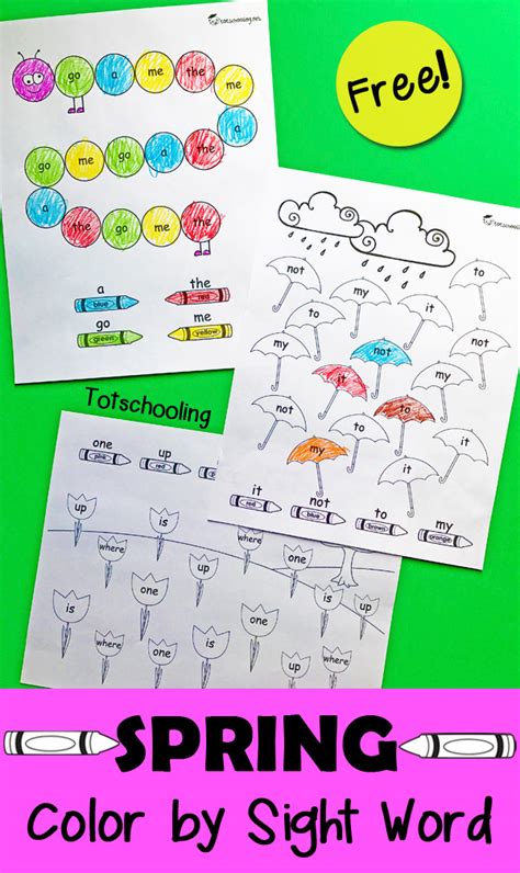 Spring Color By Sight Word Totschooling Toddler Preschool