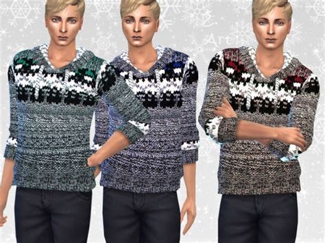 The Sims Resource Winter Collectz Men Sweater 01 By