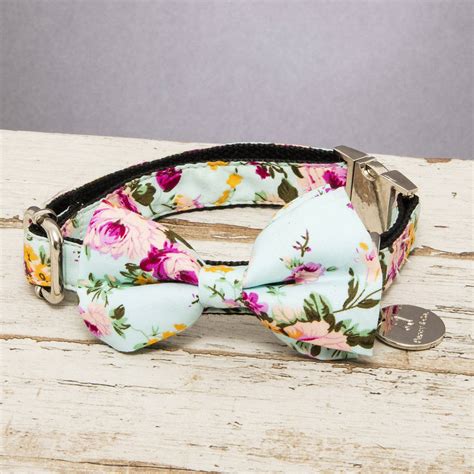 The Barnes Blue Floral Dog Collar Bow Tie By Percy And Co