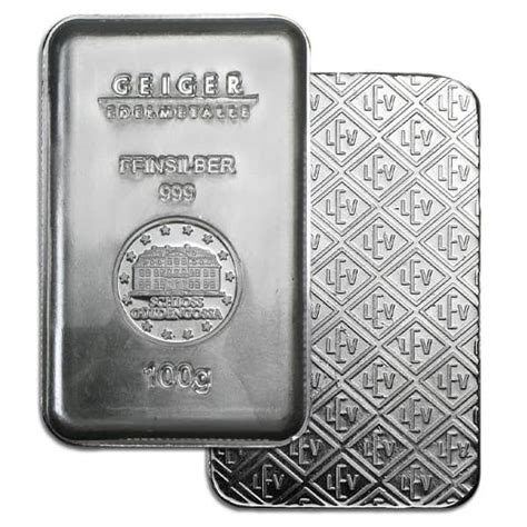 100 Gram Geiger Silver Bars For Sale Money Metals