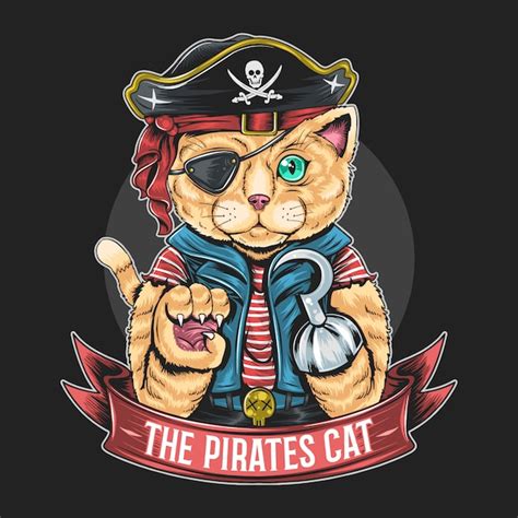 Pirates Cat Premium Vector