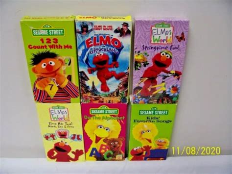 6 RARE SESAME Street VHS Tapes W Elmo Big Bird More FREE Shipping