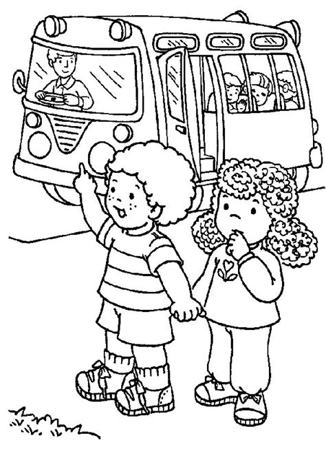 There is no way you kid can say no to these following pages. Two Cute Little Kids Waiting For School Bus Coloring Page ...