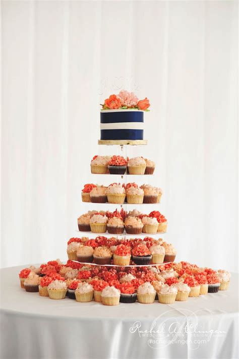 Peach Coral Wedding Cupcakes Navy Peach Wedding Wedding Cake Navy