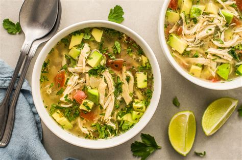 Mexican Chicken Soup With Avocado Tomatoes And Cilantro