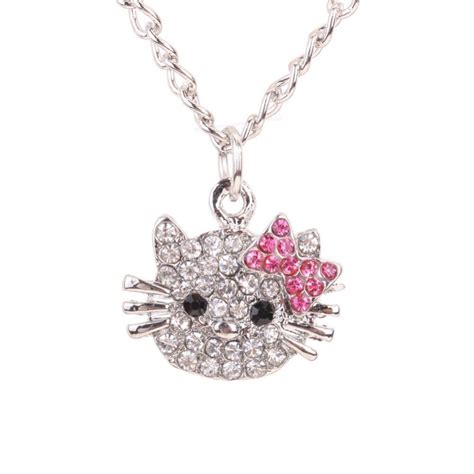 Crystal Rhinestone Cat Necklace Cat Necklace Hello Kitty Jewelry Fashion Jewelry
