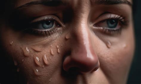 Premium Ai Image A Woman With Tears On Her Face And Her Eyes Are Covered In Tears