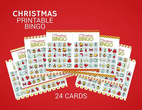 Christmas Bingo Printable 24 Christmas Bingo Cards Diy Etsy