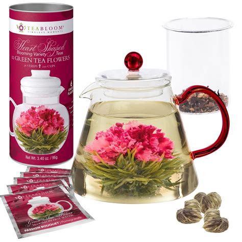 Amore Tea Set With 12 Heart Shaped Blooming Teas Blooming Tea Tea