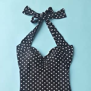 Red Dolly Bella Black And White Polka Dot One Piece Retro Pin Etsy