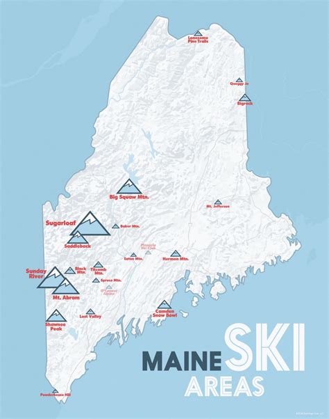 Maine Ski Resorts Map 11x14 Print Etsy