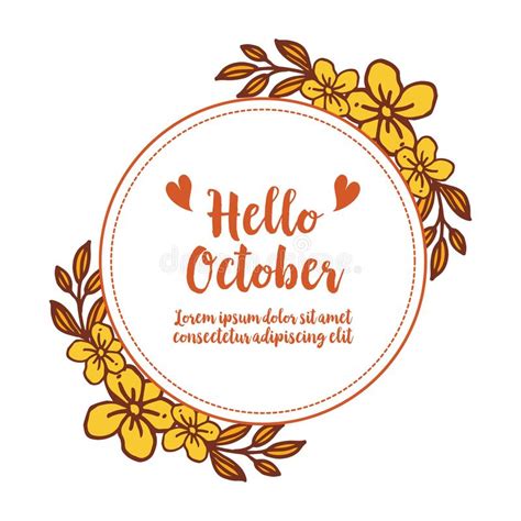 Template Of Handwritten Lettering Hello October With Abstract Autumn