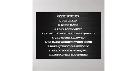 Gym Rules Poster Zazzle