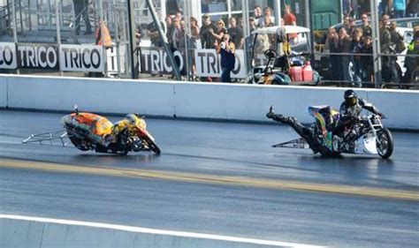 Drag Racing Motorcyclist Makes Death Defying Escape 200mph