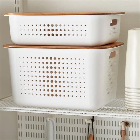 White Nordic Storage Baskets With Handles Storage Baskets With Lids