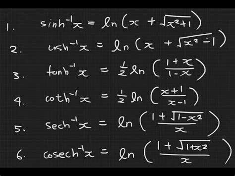 Logarithmic Forms Of The Inverse Hyperbolic Functions YouTube