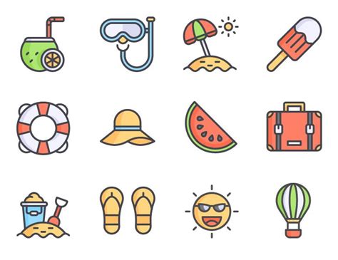 Free 12 Lovely Summer Holiday Icons Vector Titanui