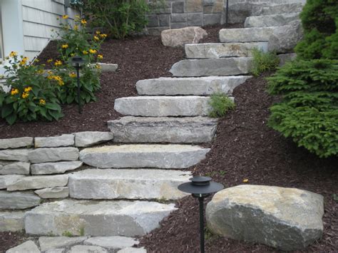 Stone steps today are more formal. Brick Paver and Stone Steps | Village Landscape Development