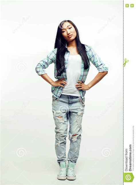 Young Pretty Asian Woman Posing Cheerful Emotional On