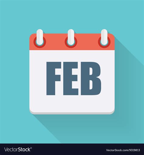 February Dates Flat Icon With Long Shadow Vector Image