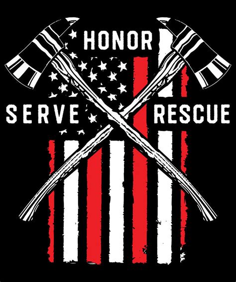 Firefighter American Flag Thin Red Line Fireman Apparel Digital Art By