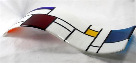 Hand Crafted White De Stijl Themed Fused Glass Wall Art By J M Fusions Llc
