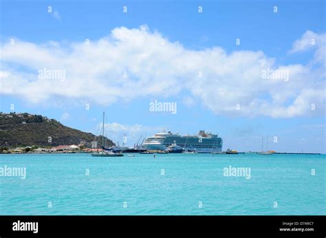Cruise Ships In Philipsburg St Maarten Netherland Antilles Stock
