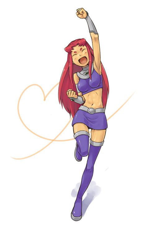 Denchuubou Starfire Dc Comics Teen Titans Commentary Request 1girl Boots Breasts Closed